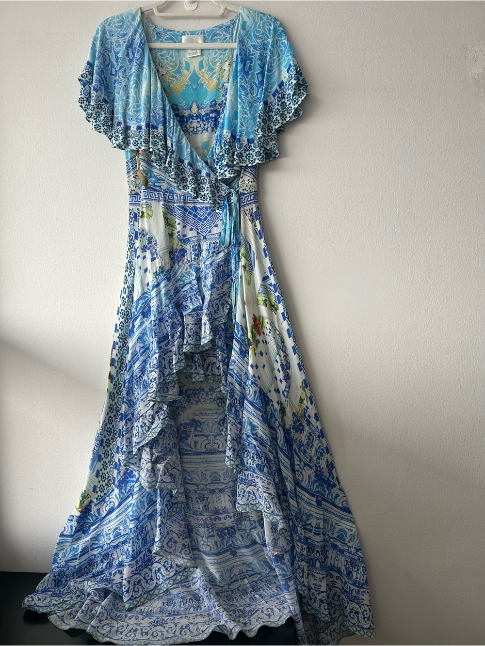 CAMILLA A NIGHT TO REMEMBER FRILL SLEEVE LONG Silk DRESS